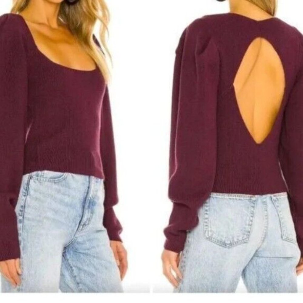 Free People Open Back Saffron Pomegranate Wine Sweater Ladies Medium NWT